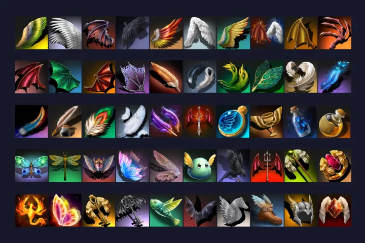 50个免费高清512*512的2D游戏翅膀图标素材