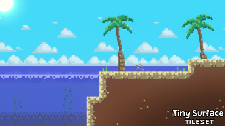 免费的8*8横版迷你像素图块集素材