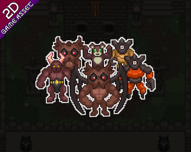 4种不同颜色的12个精美的静态像素战斗怪物素材11