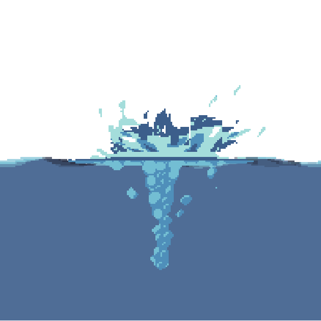 免费的复古像素水波和动态水花飞溅动画特效素材