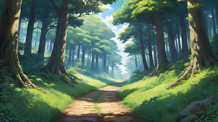 9个免费的静态视觉小说森林小径背景图片素材