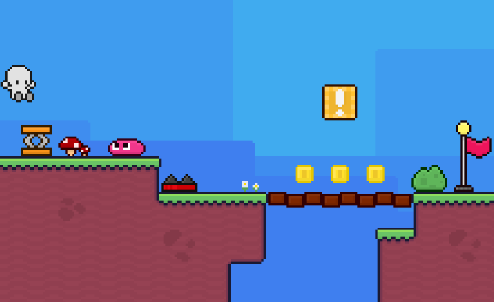 免费的基础16*16像素平台游戏图块集素材