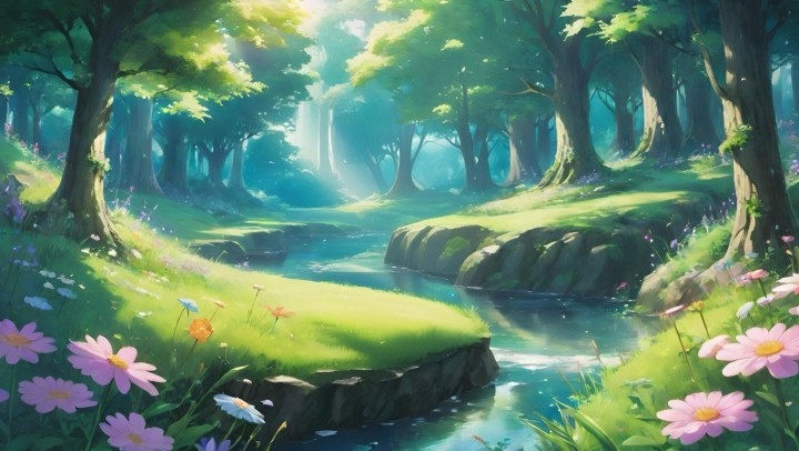 9个免费的静态视觉小说森林草地背景图片素材