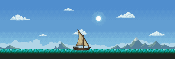 免费横版视差效果像素海洋背景分层素材