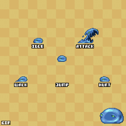 免费的横版奇幻像素英雄史莱姆动画素材