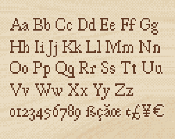 18世纪印刷文本风格的像素Saybrook字体素材