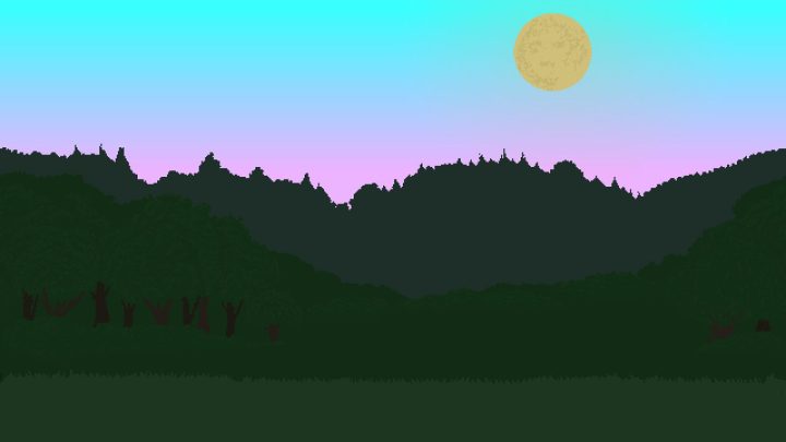 免费的独立视差效果像素绿色山丘原野背景图片素材