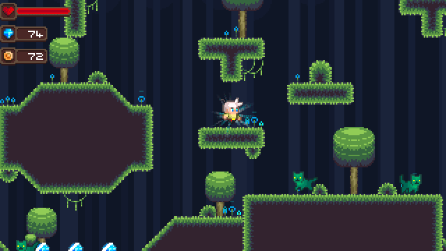 完整的16*16横版像素平台游戏魔法森林图块集素材