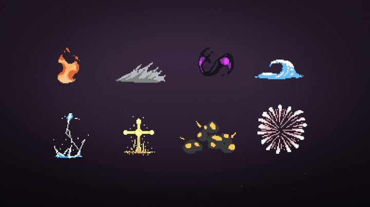 8种手绘的64*64像素动画特效素材