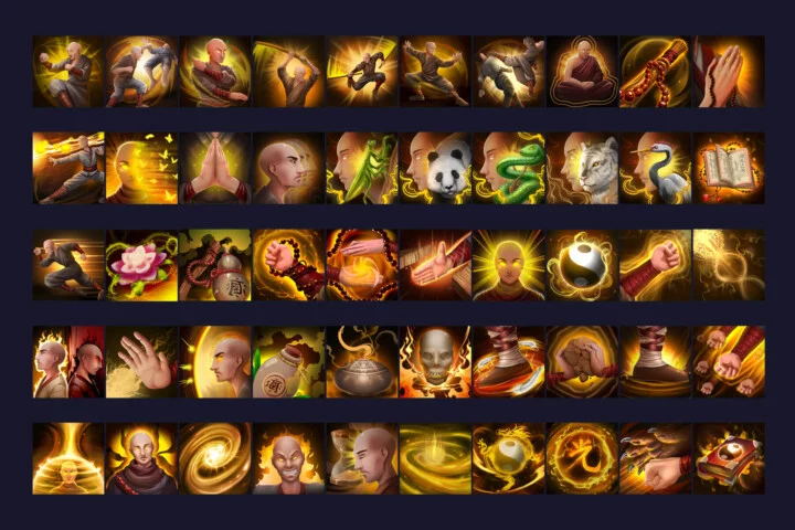 50个精美的高清2D RPG游戏武僧技能图标素材