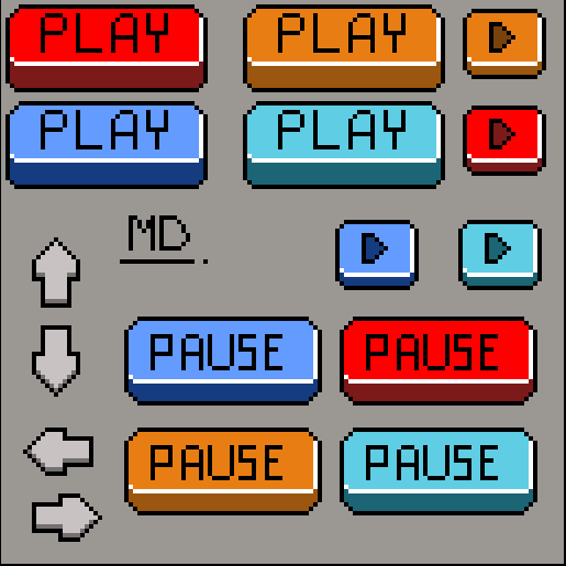 使用Aseprite设计的简洁像素风UI按钮素材