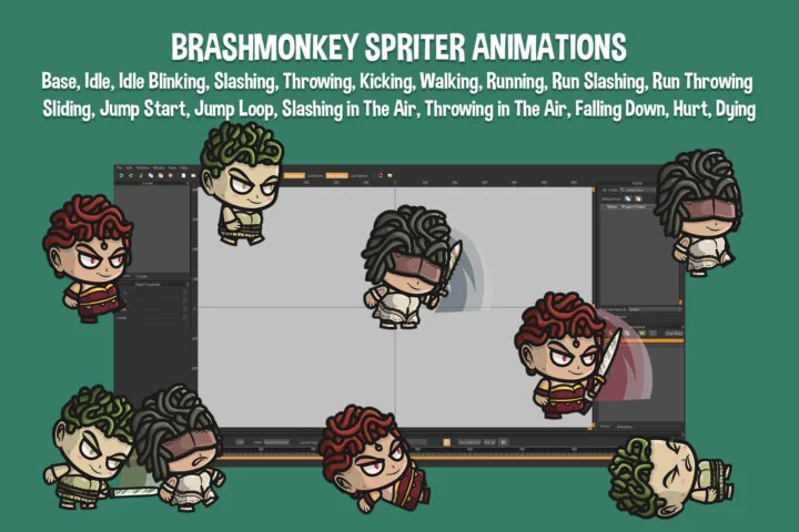 3个Q版卡通大头2D矢量美杜莎角色动画素材