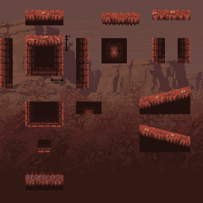 32*32适用于平台游戏的沙漠图块集素材