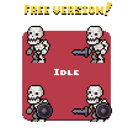 免费的横版像素骷髅战士敌人动画素材