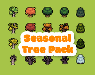 16*16多个季节多棵像素树木素材