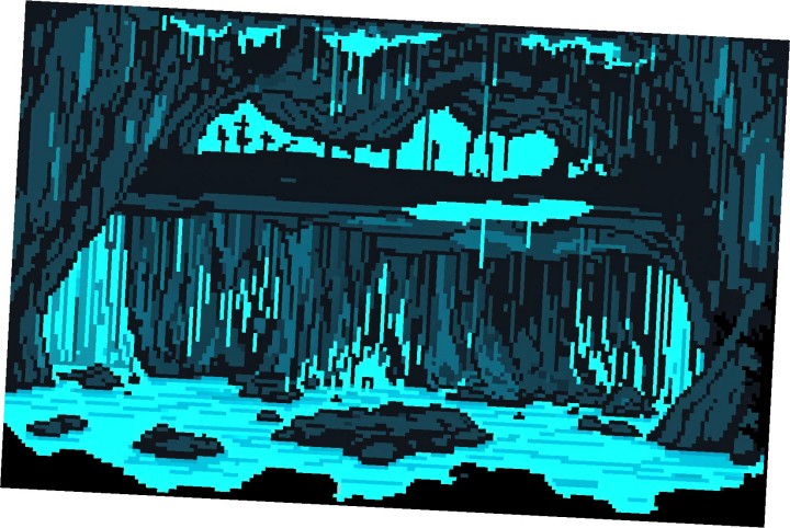 4个精美的像素水下洞穴背景图片素材