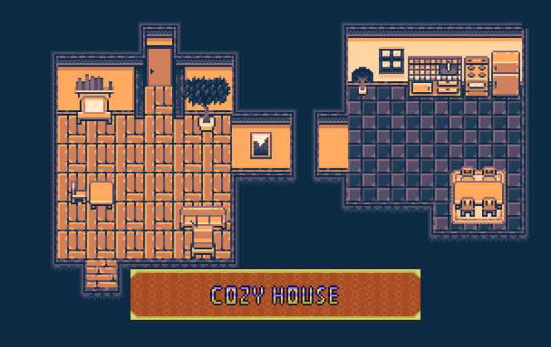 精美的16*16木质像素室内房屋内饰素材