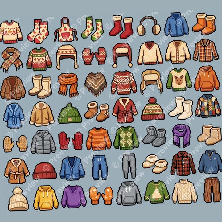 56款32*32的舒适像素服装图标素材