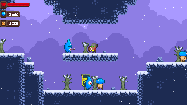 完整的16*16像素平台游戏冰封之巅图块集素材