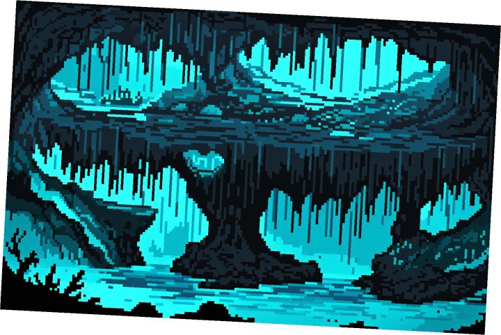 4个精美的像素水下洞穴背景图片素材