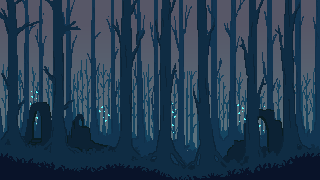 免费充满氛围感的二维像素森林背景图片素材