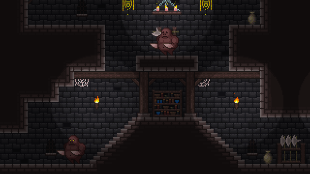 完整的16*16横版像素平台游戏黑暗通道图块集素材