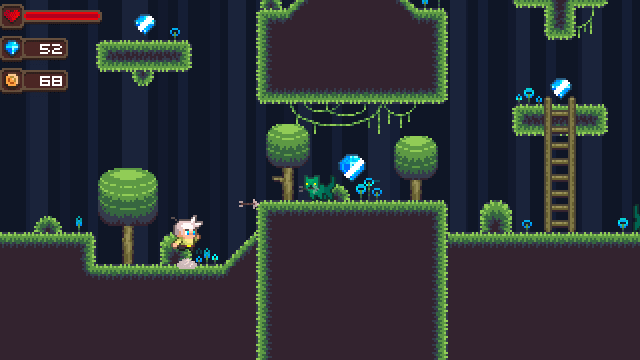 完整的16*16横版像素平台游戏魔法森林图块集素材