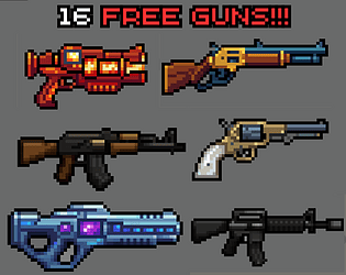 16个免费的独特高品质像素武器枪械素材