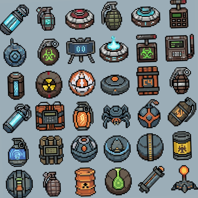 36个免费的32*32像素未来科幻爆炸物图标素材