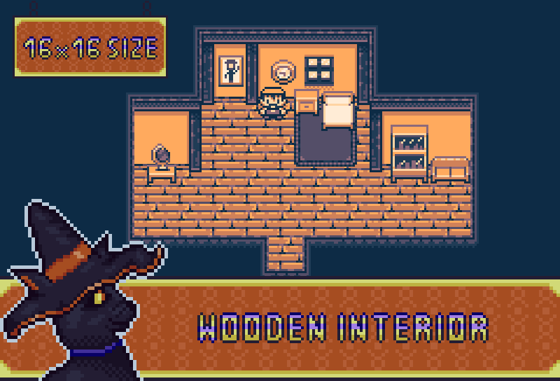 精美的16*16木质像素室内房屋内饰素材