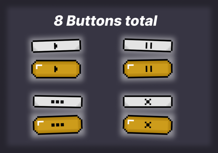 一组免费可自定义的像素艺术按钮素材