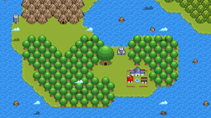 完整的自上而下16*16像素世界地图图块集素材