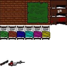 一些免费的32*32像素末日幸存者房间家具和武器素材