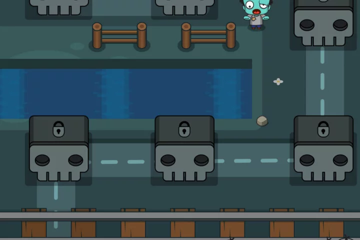 自上而下的卡通矢量2D僵尸游戏关卡地图素材