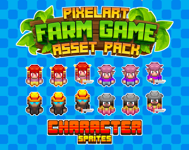 15个精美自上而下的像素农场游戏动画角色和头像素材02