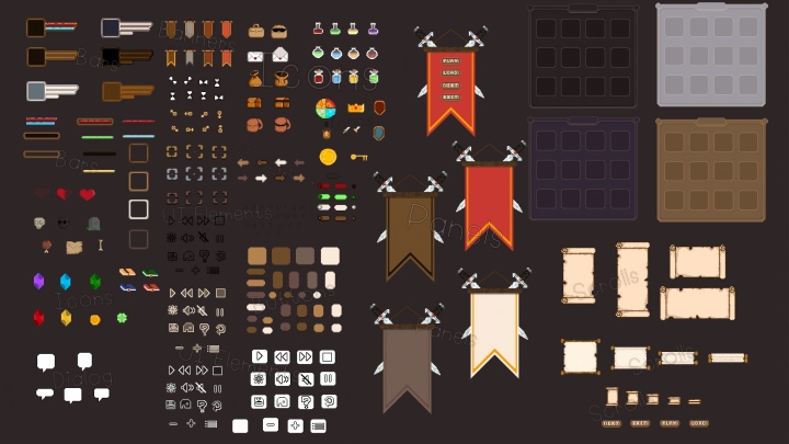 完整的免费奇幻中世纪游戏UI素材