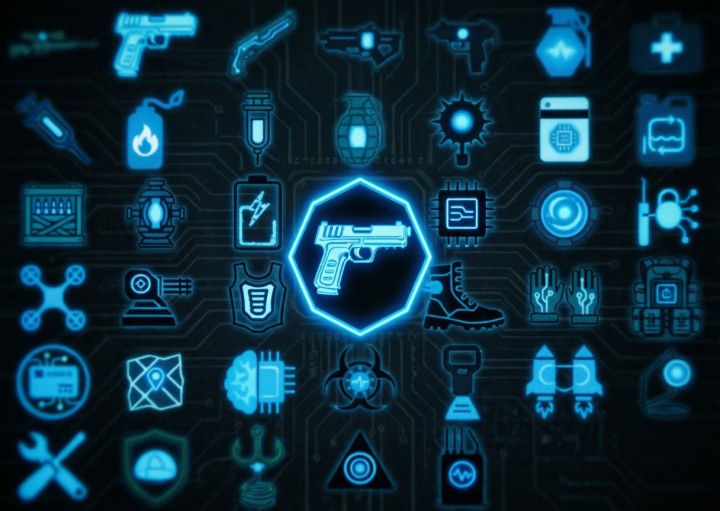 158个免费的高品质赛博朋克风格2D战利品图标素材