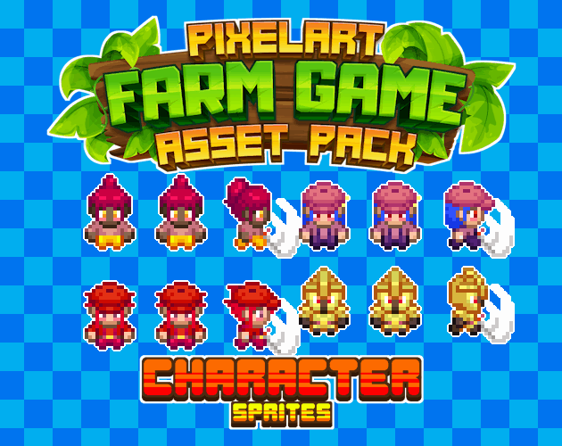 15个精美自上而下的像素农场游戏动画角色和头像素材03