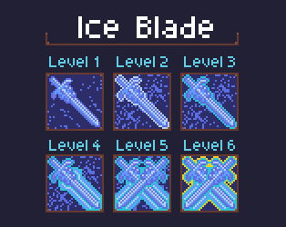 一组免费的像素冰元素技能图标素材