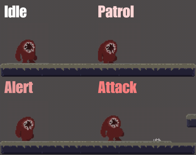 简单的免费横版像素平台游戏血魔角色动画素材