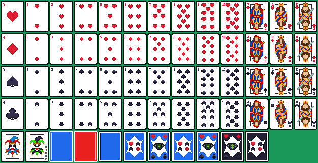 简洁的免费完整像素风扑克纸牌素材