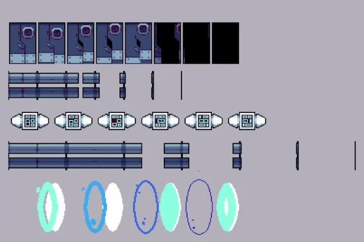 为科幻题材打造的32*32像素太空客轮图块集素材