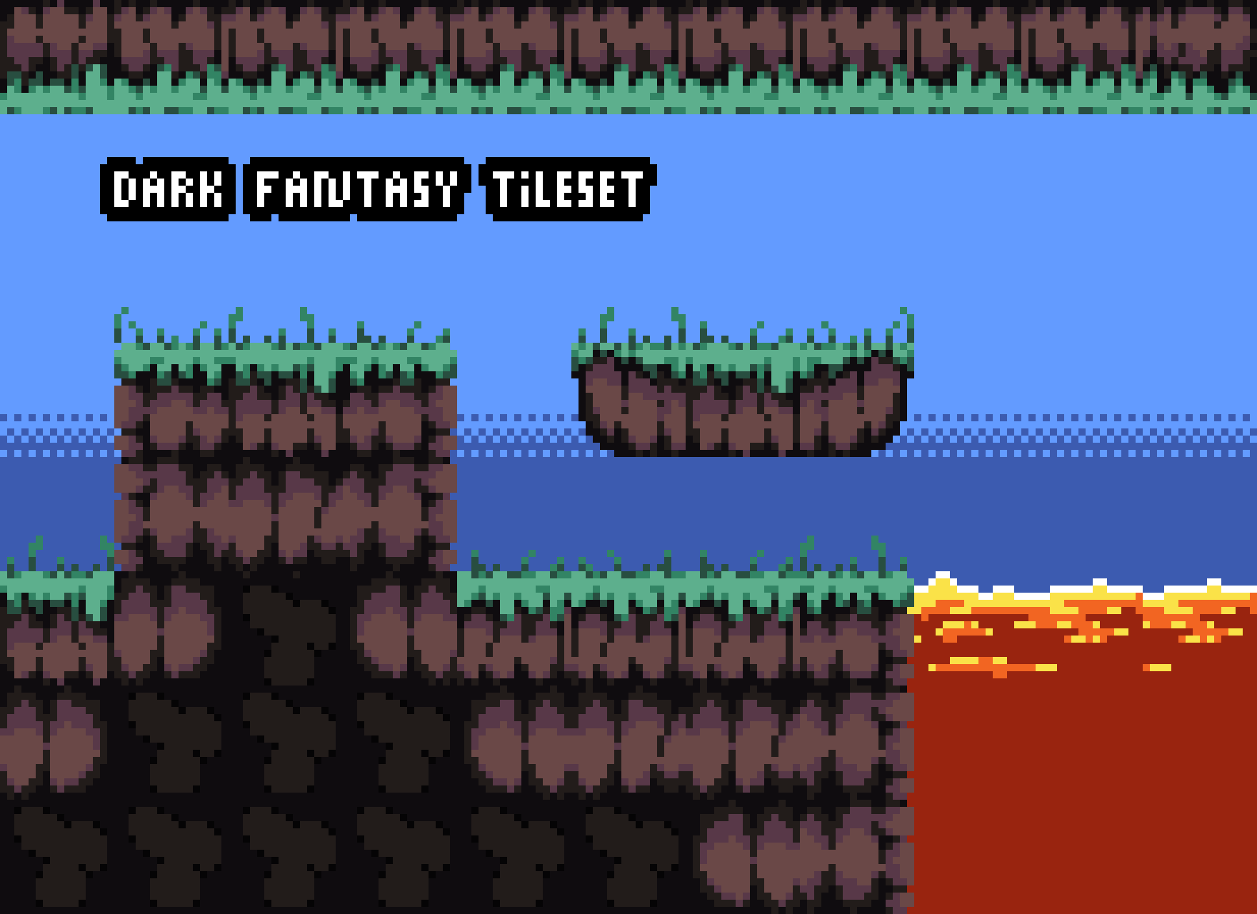 免费的暗黑奇幻像素艺术图块集素材