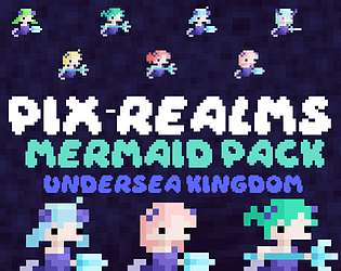 7个免费的静态像素魔法美人鱼角色素材