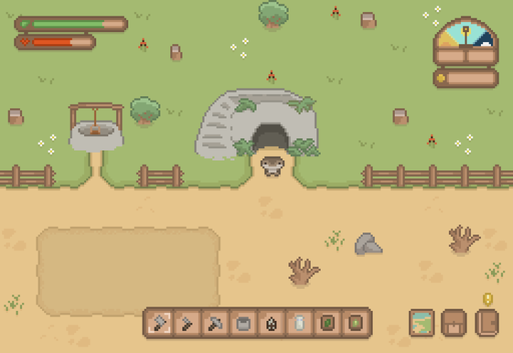 温馨的16位像素艺术风格沙漠农场养殖资产素材