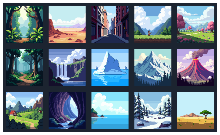 15个免费128*128*的像素生物群落背景图片素材