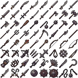 100+的手工绘制像素奇幻游戏图标素材