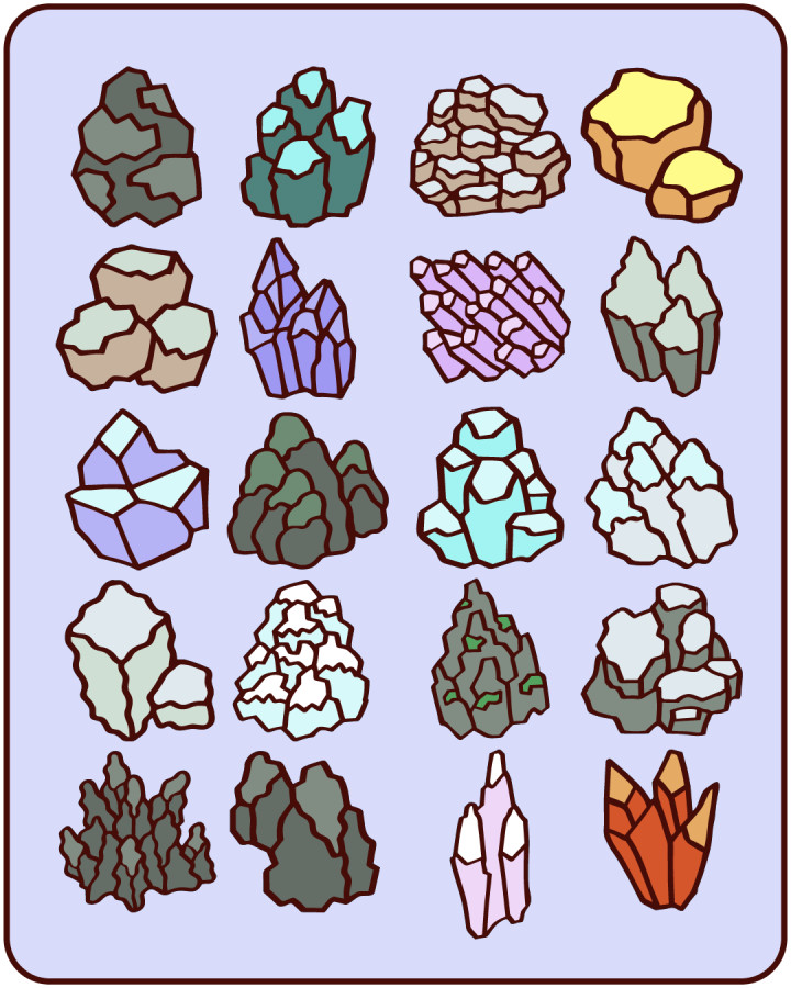 20个免费色彩缤纷的手绘2D岩石图标素材
