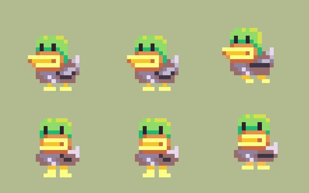 13个动画的可爱像素鸭子素材