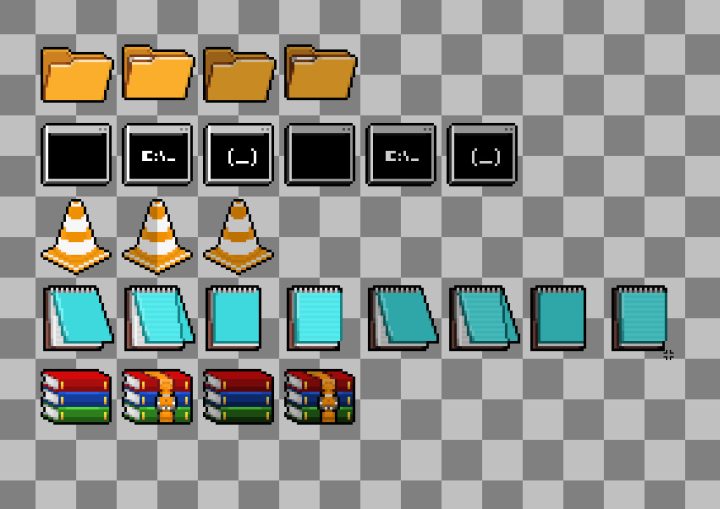 免费的复古像素电脑系统桌面图标素材